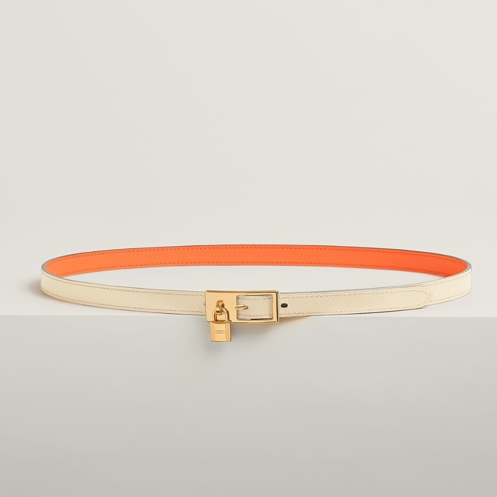 HERMES Lucky 15 reversible belt Orange Minium/Nata Size75 NWT